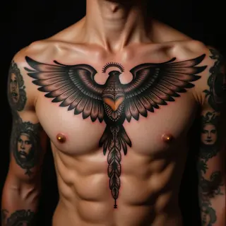 Neo Traditional Sternum Tattoos: Delicate Beige Designs