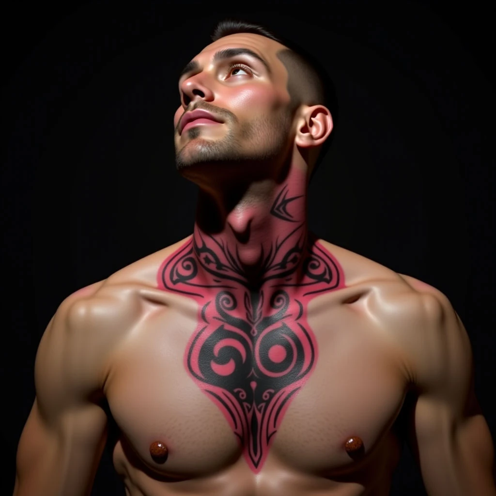 Bold Pink New School Neck Tattoos for Guys: Meaning & Design