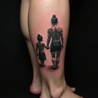 Sweet Pastel Mom, Son & Daughter Old School Tattoos