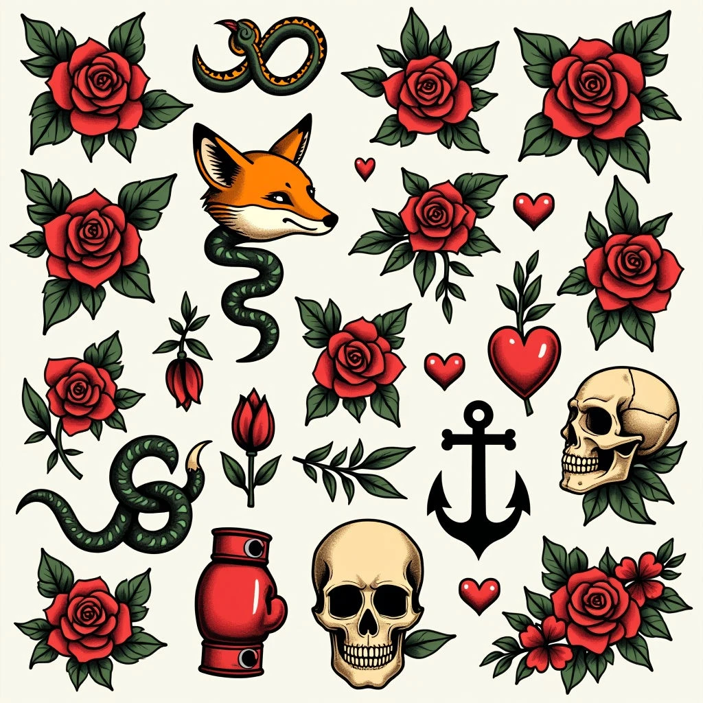 Classic Old School Tattoo Flash Sheet Inspiration