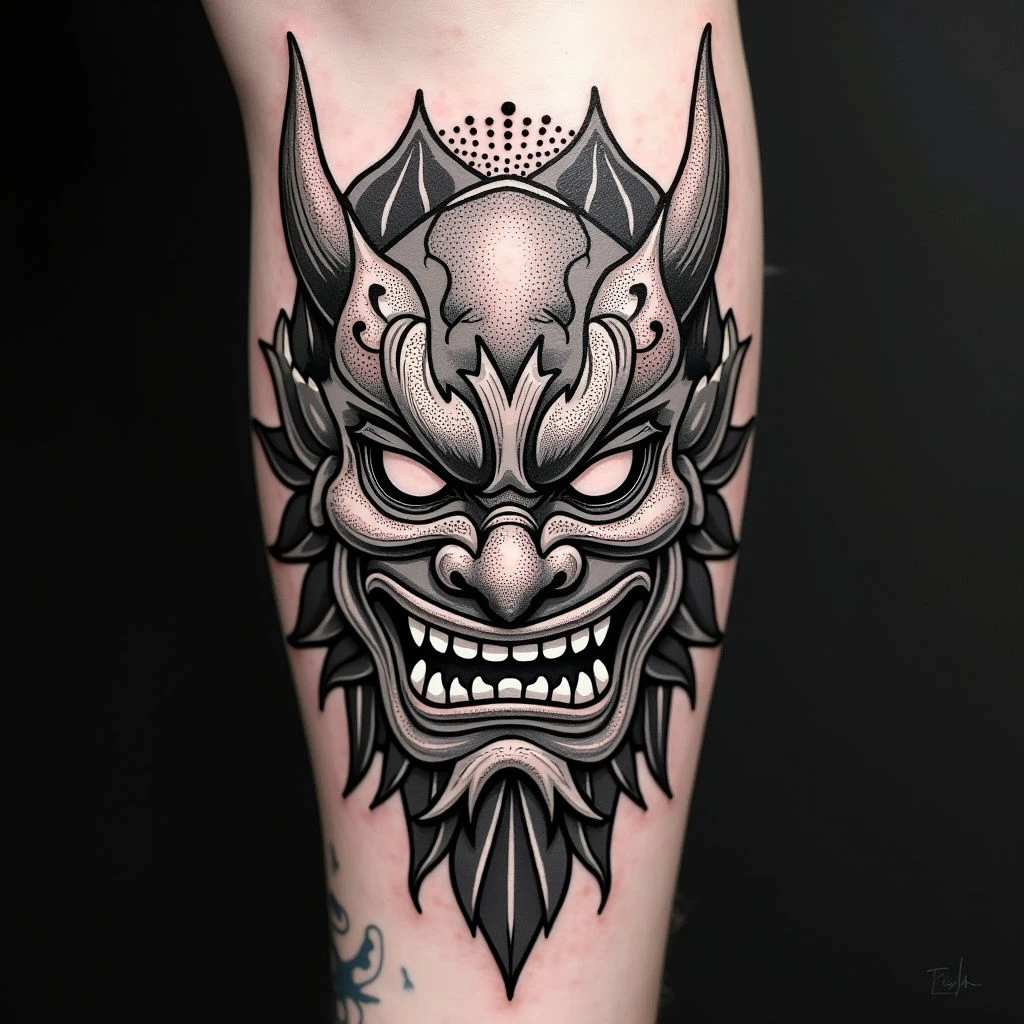 Unlocking the Meaning: Oni Mask Tattoos - A Guide to Japanese Folklore & Symbolism