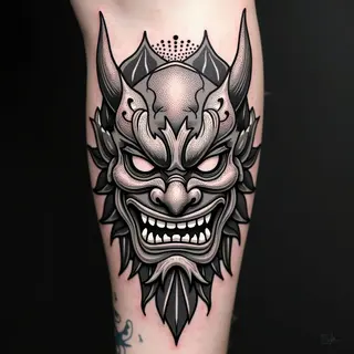 Unlocking the Meaning: Oni Mask Tattoos - A Guide to Japanese Folklore & Symbolism