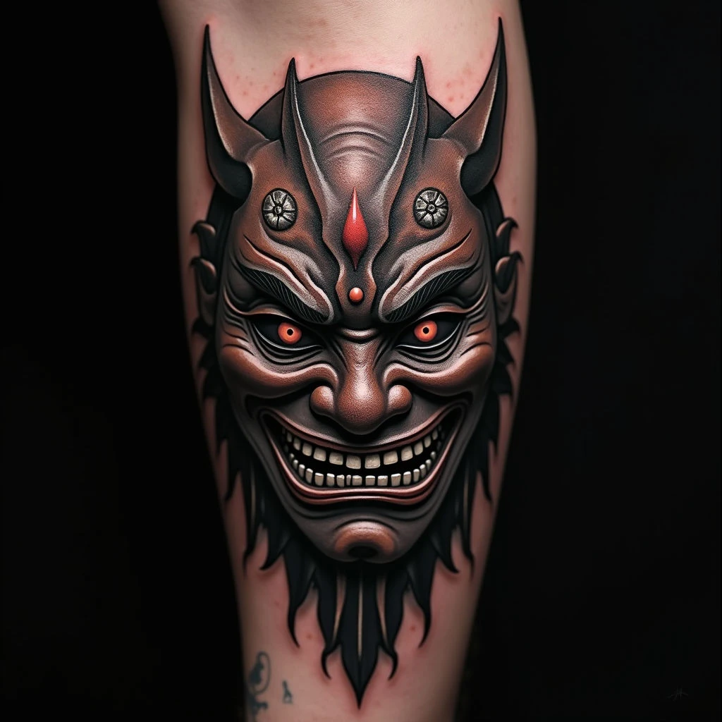 Unveiling the Darkness: Oni Mask Tattoo Ideas & Symbolism