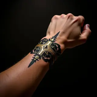 Bronze Oriental Wristband Tattoos for Men - Father & Son Inspiration