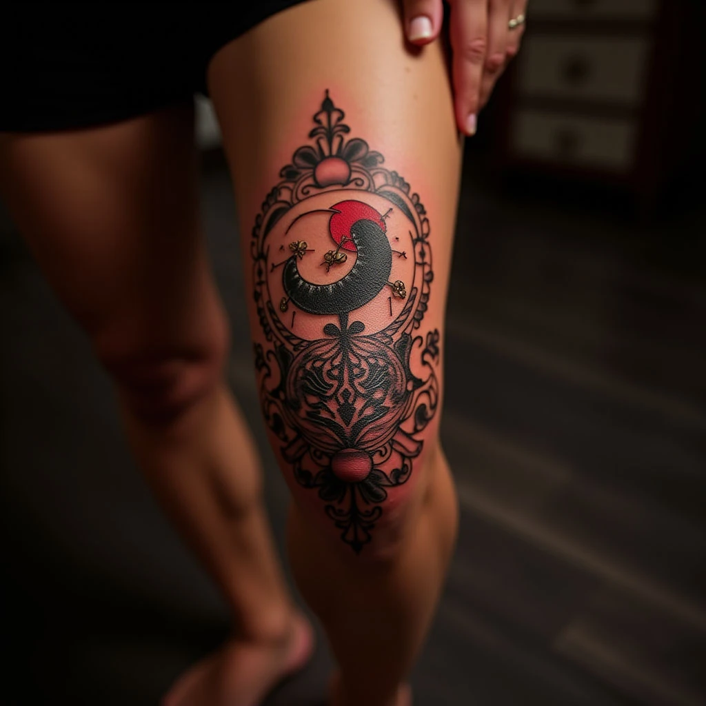 Oriental Knee Tattoo Cover Up for Girls