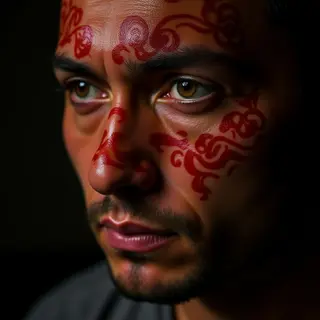 Fiery Oriental Face Tattoos for a First Born Son