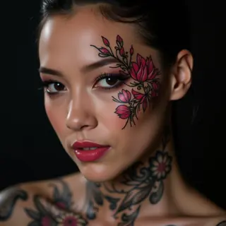 Pink Oriental Face Tattoos: A Delicate Design?