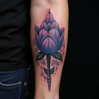 Cool Oriental Foot Tattoos in Blue & Purple Shades