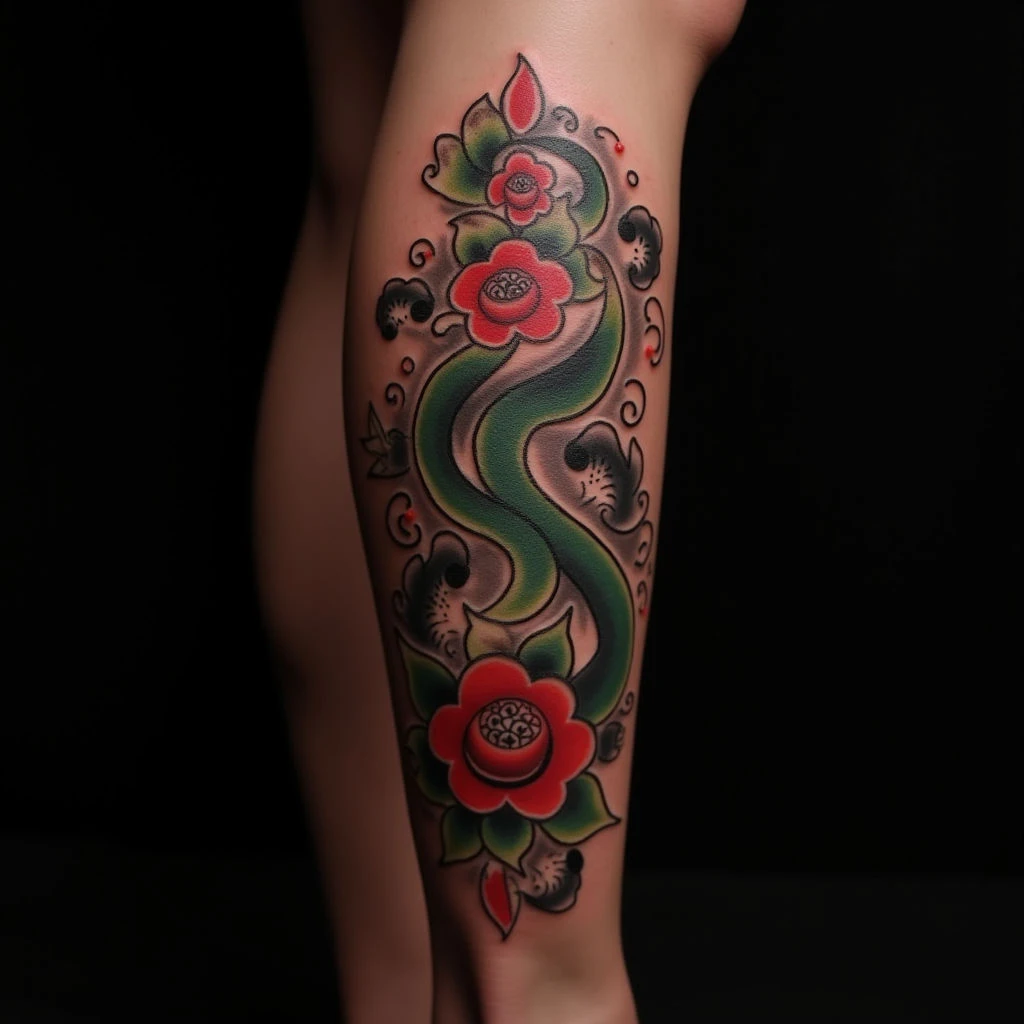 Striking Oriental Lettering Tattoos for Your Leg – XXL Designs
