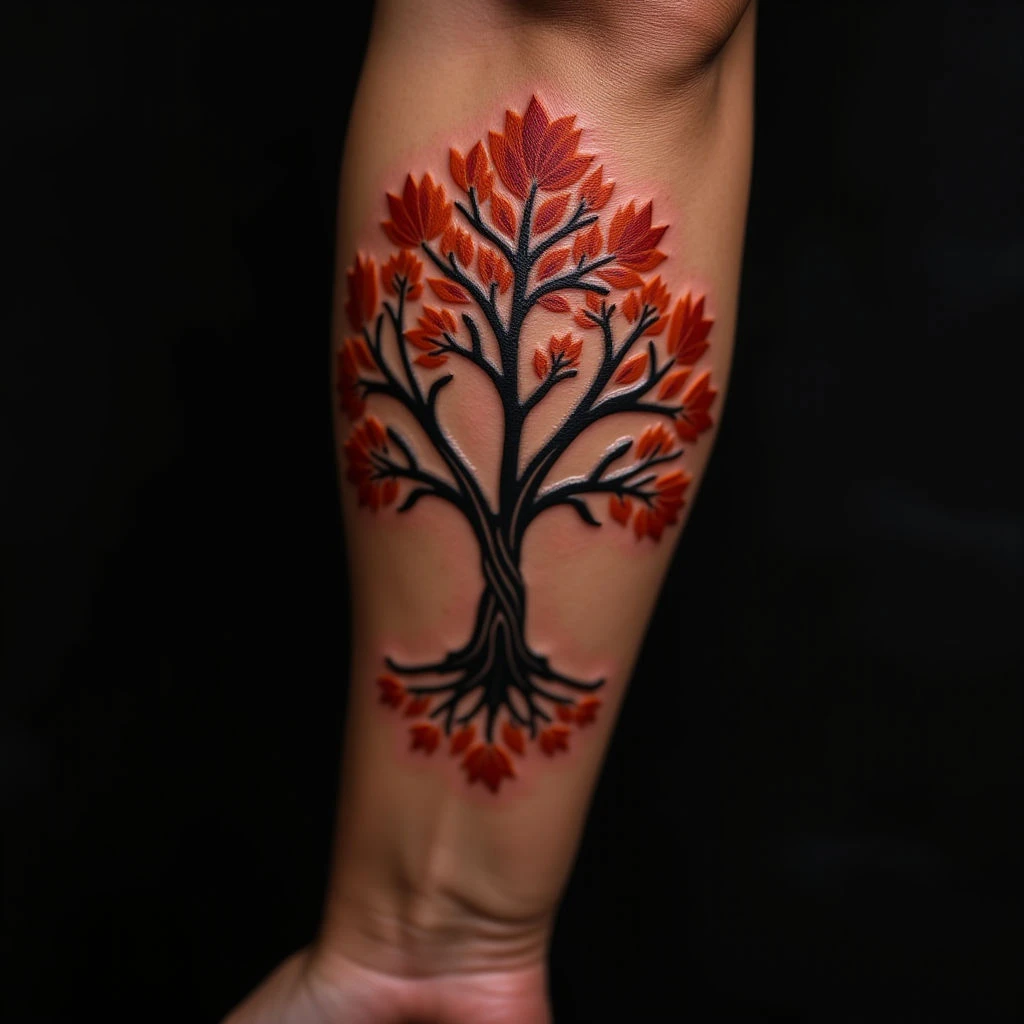 Powerful Family Tree Tattoo for Men - Forearm Design