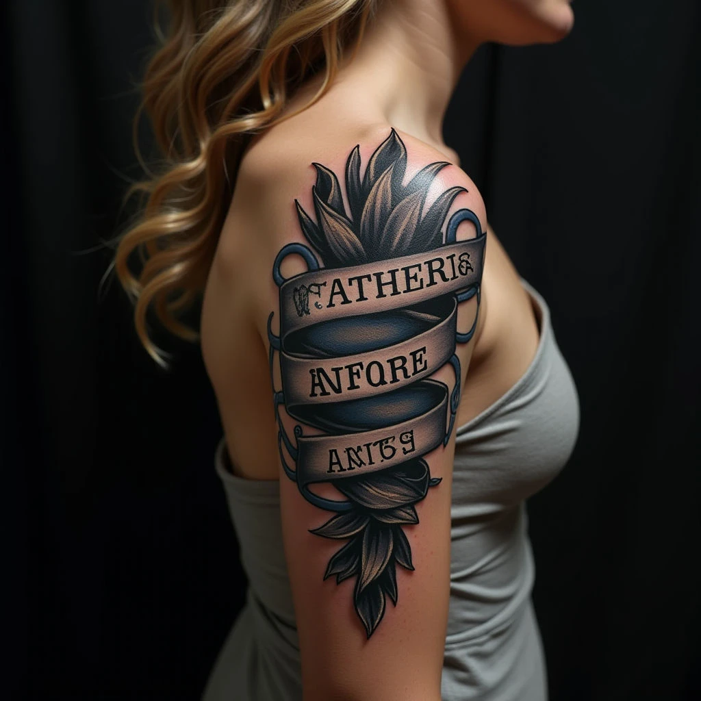 4 Ornamental Father & Son Name Tattoo Ideas