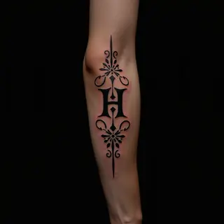 Orange Ornamental Lettering Tattoos for Your Forearm