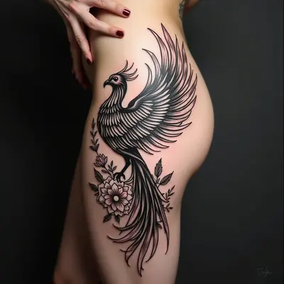 Resurrection and Bloom: A Phoenix Floral Tattoo