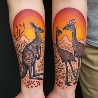 Dreamtime Whispers: Couple Tattoos Inspired by Aboriginal Art