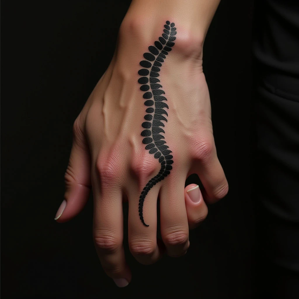 Meaningful Pinterest Quote Spine Tattoos in Brown Illustrative Style