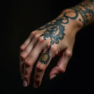 Hollywood Star Finger Tattoos: Trash Polka Portrait Inspiration