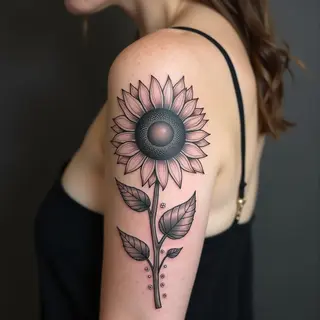 Detailed Sunflower Quarter Sleeve Tattoo Design