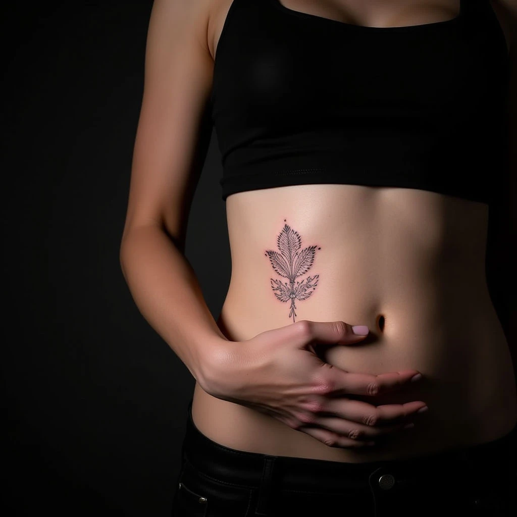 Majestic Purple Dotwork Tattoos for Your Stomach