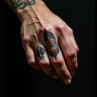Japanese Ring Finger Tattoos in Realism Style