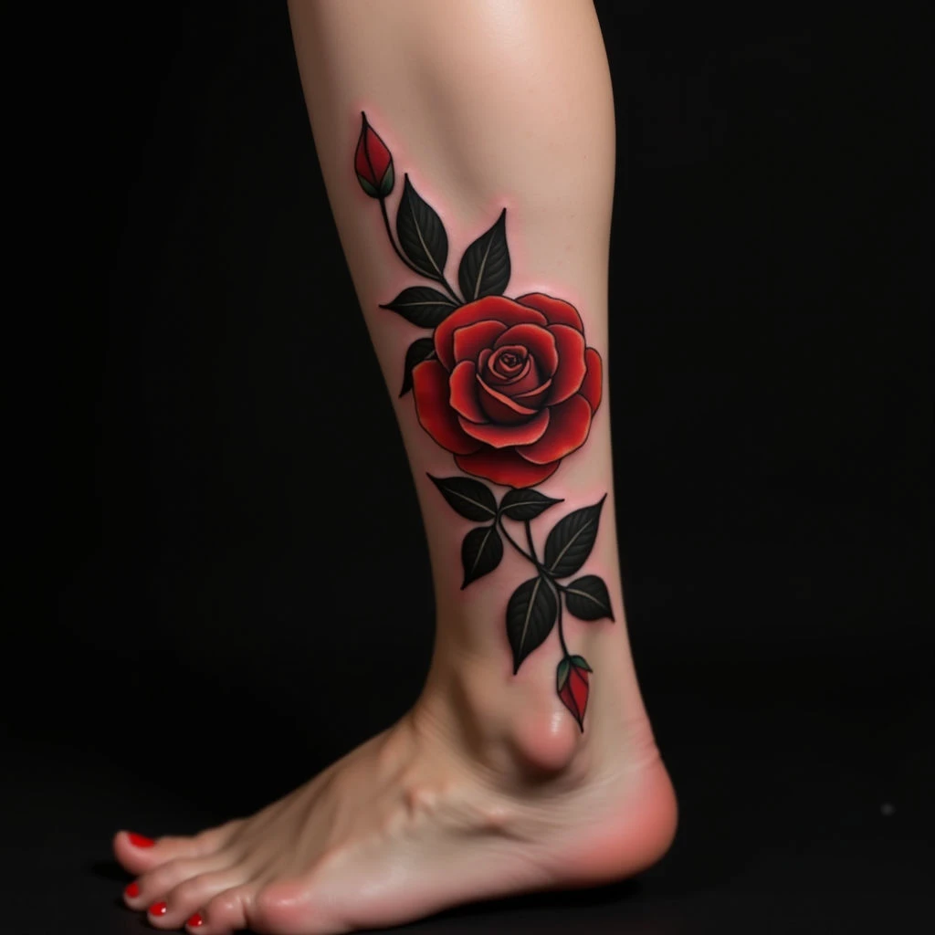 Unique Japanese Rose Tattoos for Women – Ankle Inspiration