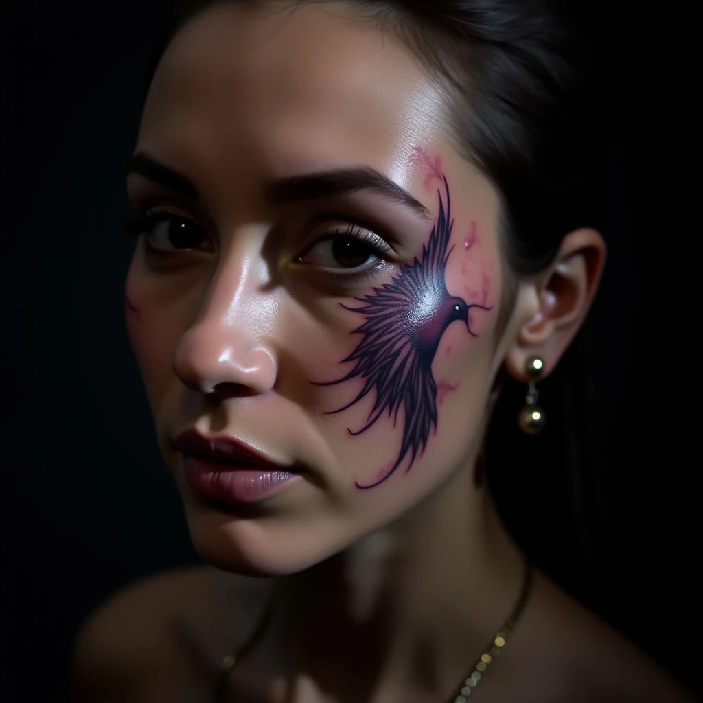 Purple Phoenix Face Tattoo: A Realism Inspiration