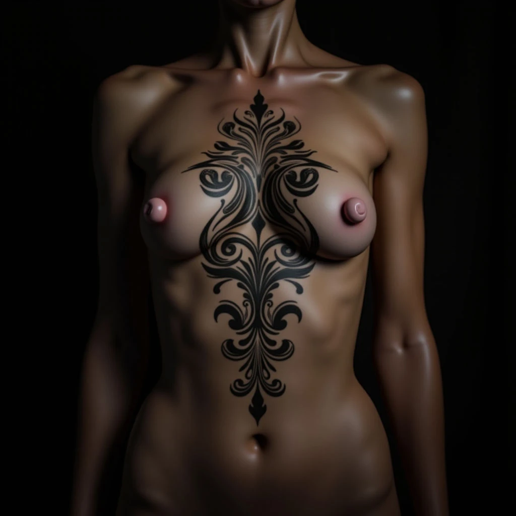 Breathtaking Ornamental Ribcage Tattoo for Women