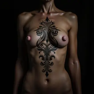 Breathtaking Ornamental Ribcage Tattoo for Women