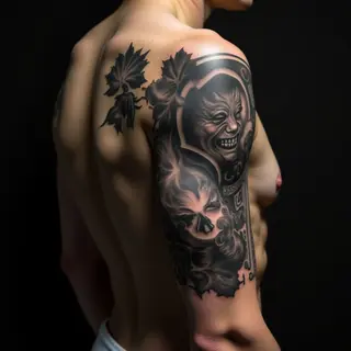 Epic Ribcage Sleeve Tattoos in Black & Grey Realism