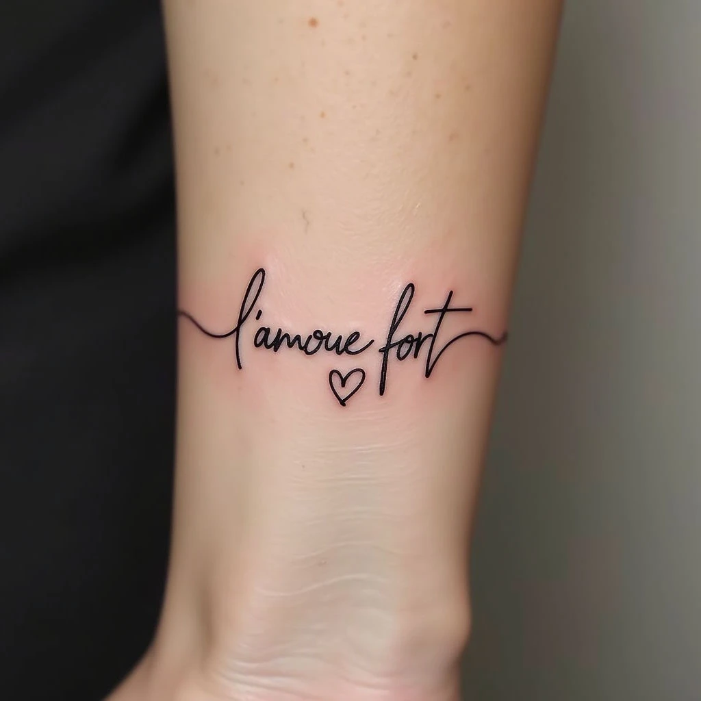 Heartbeat and Script Tattoo Design