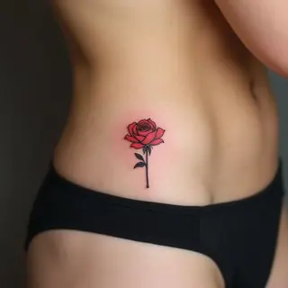 Delicate Red Rose Hip Tattoo: A Symbol of Beauty and Resilience