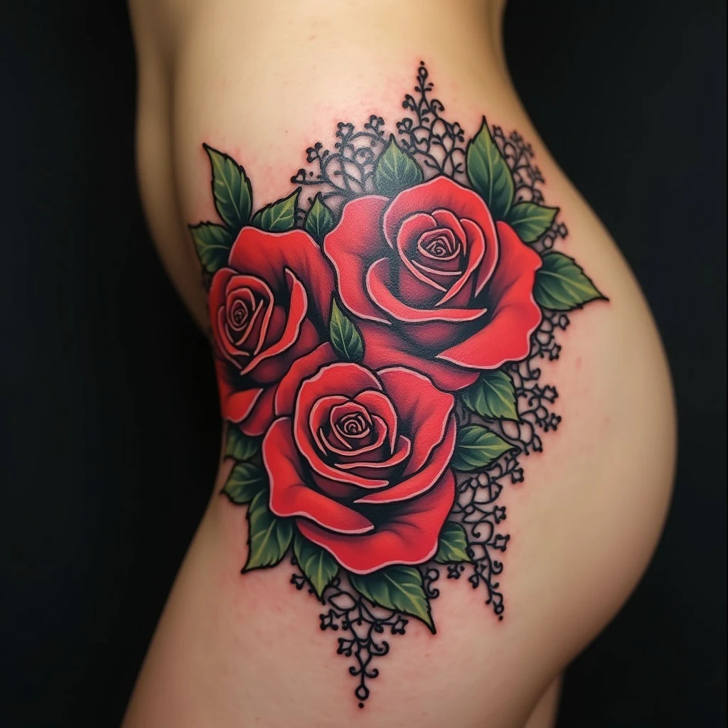 Surreal Rose Bloom on the Hip