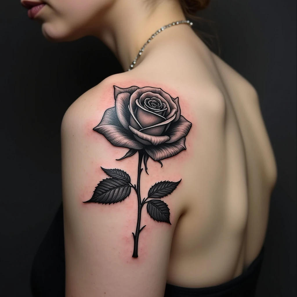 Realistic Rose Tattoo on Hand
