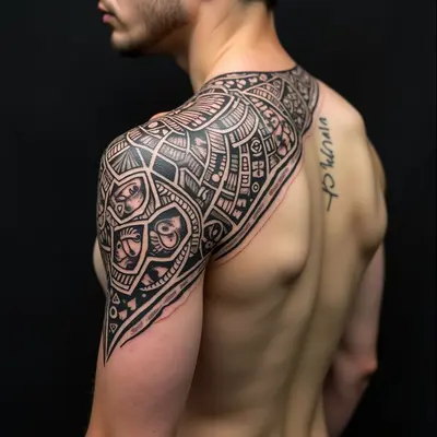 Intricate Geometric Shoulder Half Sleeve Tattoo