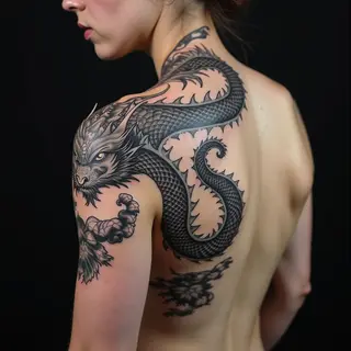 Intricate Dragon Shoulder Tattoo: A Study in Irezumi Tradition