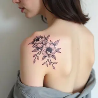 Delicate Floral Shoulder Tattoo Design