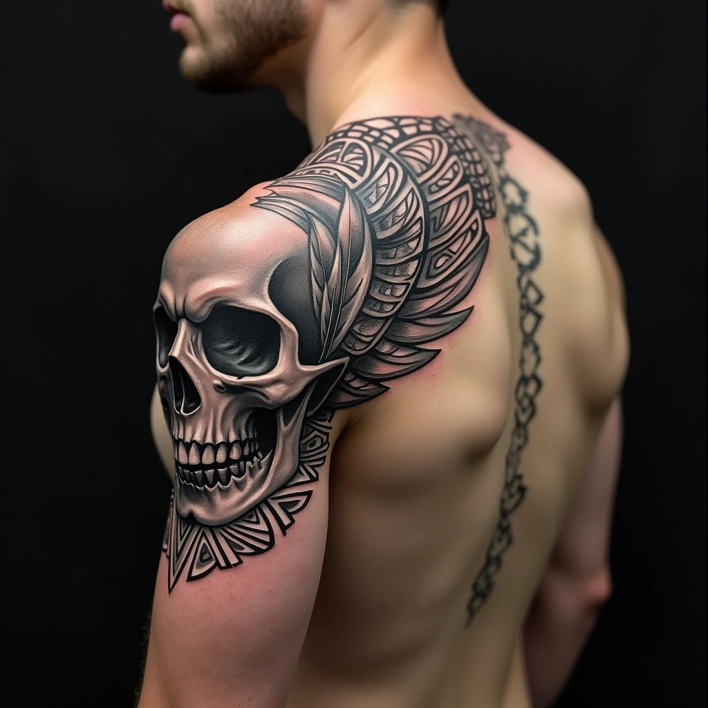 Tribal Geometric Shoulder Tattoo Design