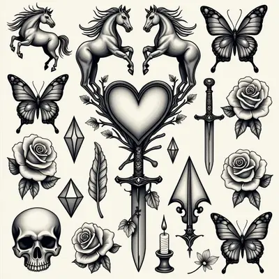 Classic Flash Tattoo Collection: Horses, Hearts & Roses