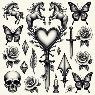 Classic Flash Tattoo Collection: Horses, Hearts & Roses