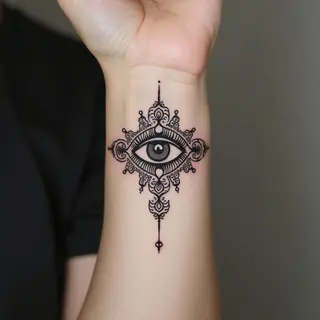 Intricate Geometric Wrist Tattoo: A Study in Line and Form