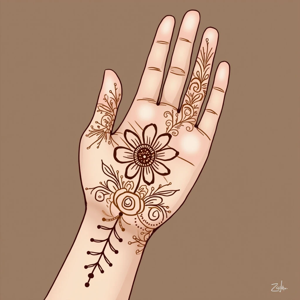 Simple Mehndi Designs for Beginners: Palm Perfection