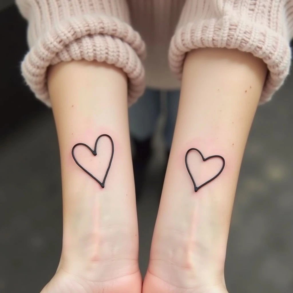 Minimalist Heart and Inverted Heart Tattoos: A Symbol of Connection
