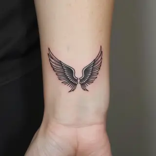 Minimalist Angel Wings Wrist Tattoo Inspiration