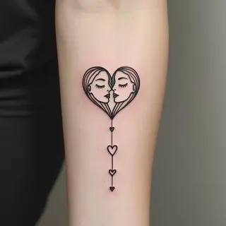 Minimalist Line Art Faces Tattoo