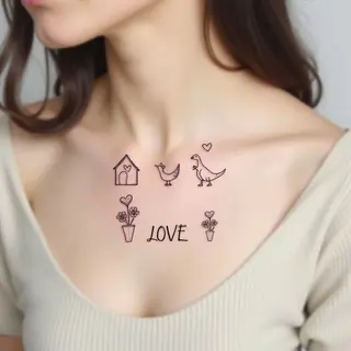 Delicate Minimalist Tattoo Collection: Hearts, Dinosaurs & Birds