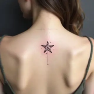 Minimalist Star Tattoo on Upper Back