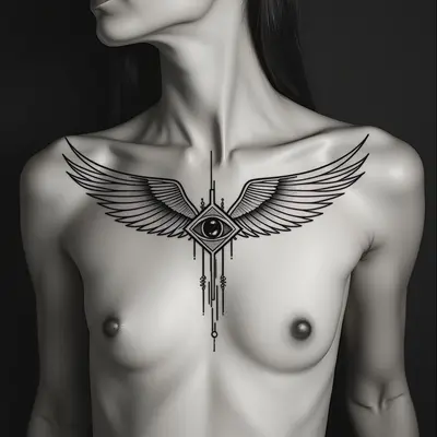 Geometric Wings Tattoo: A Symbol of Ascent and Protection