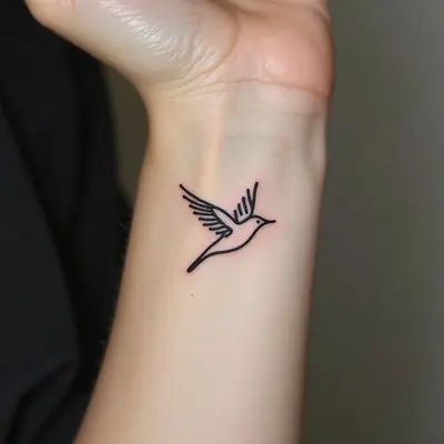 Minimalist Bird Tattoo on Wrist