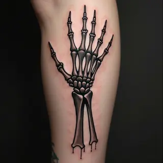 Detailed Skeleton Hand Tattoo Design