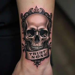 Loyalty Embodied: A Gangster Skull Tattoo Design