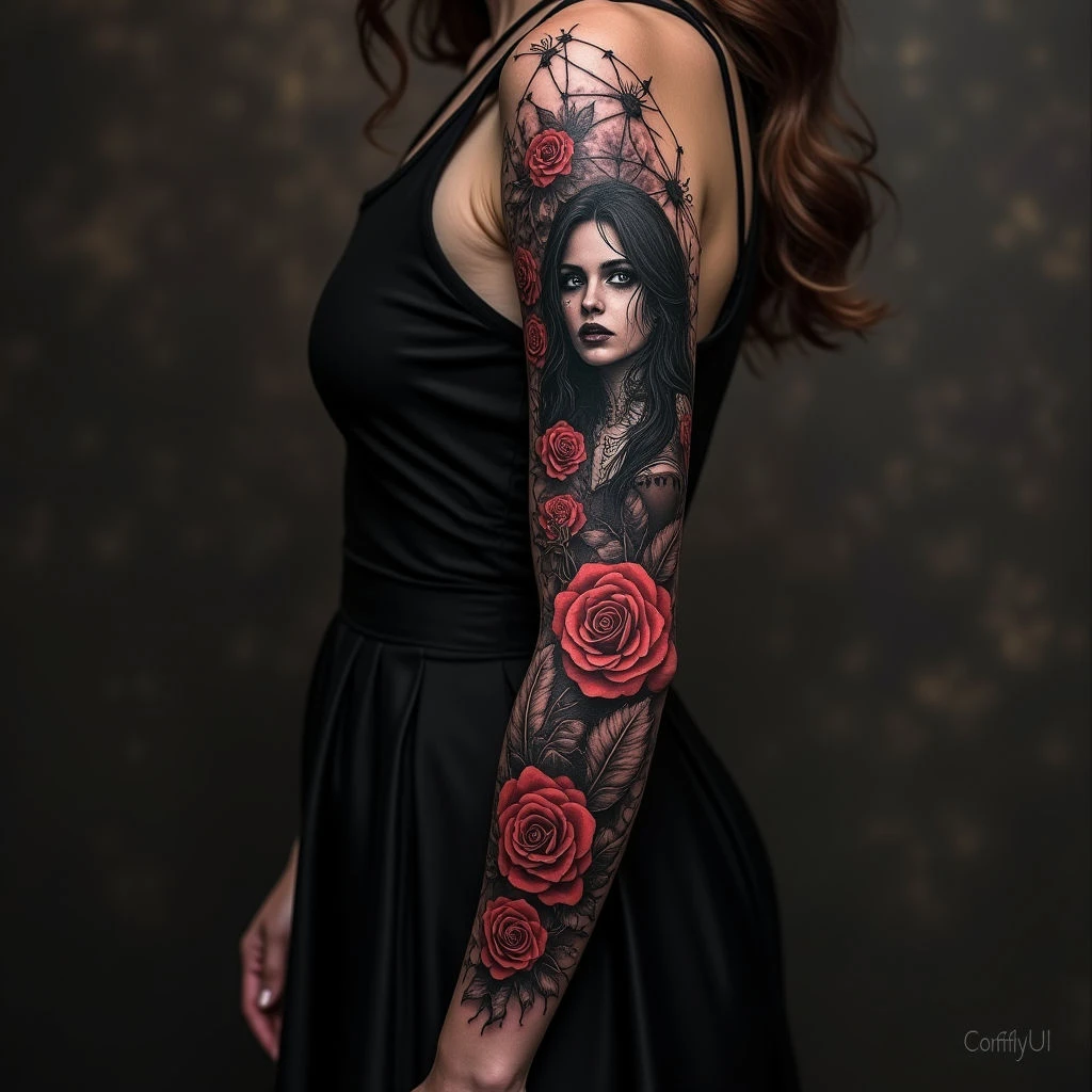 Hauntingly Beautiful Sleeve Tattoo Ideas for Women